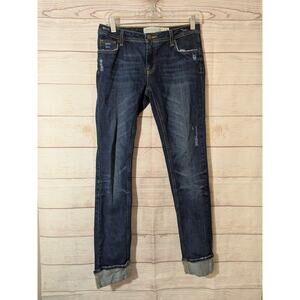 Zara Women Jeans Size 4 Premium Denim Collection Distressed Cuff Ankle